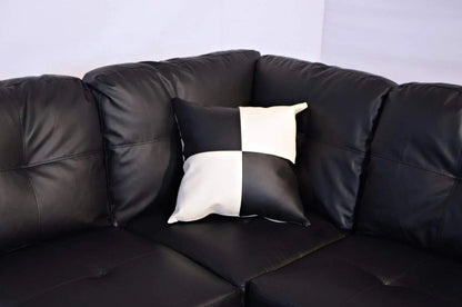 Faux Leather Sectional Sofa With Chaise Black For Living - Get it from Bo