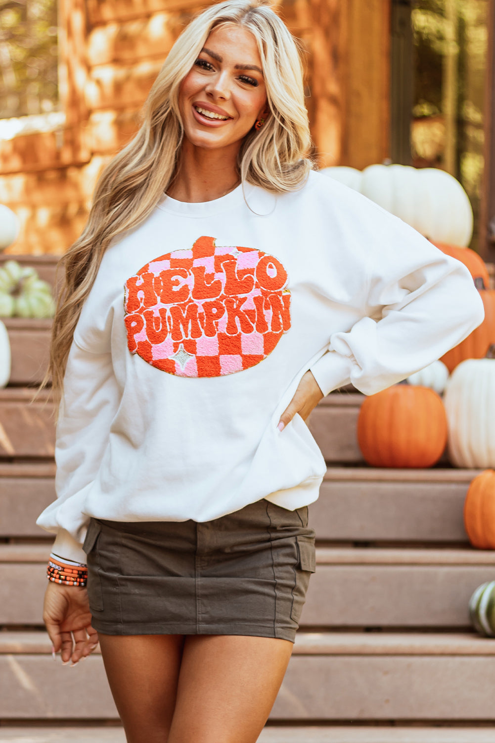 Blair Halloween Pumpkin Patched Pullover Sweatshirt Threaded Pear