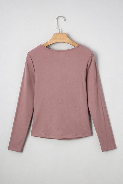 Cora Square Neck Ribbed Fit Long Sleeve Top