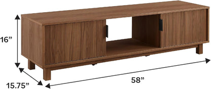 Walton Modern Fluted Door Low TV Stand For 65 Inch TV Mocha