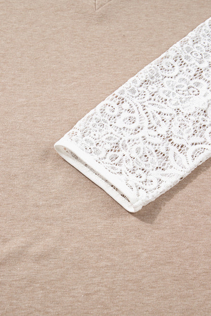 Penny Contrast Lace Patchwork Long Sleeve Top