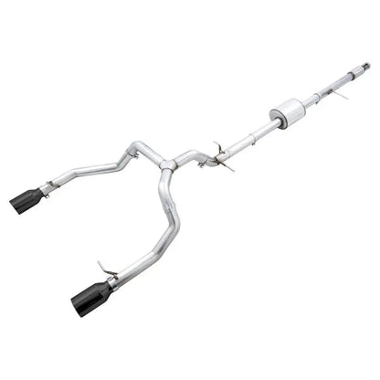 AWE Tuning 4th Gen GM 1500 5.3L 0FG Catback Split Rear Exit (Flat Bumper) - Dual Diamond Tips NP Motorsports