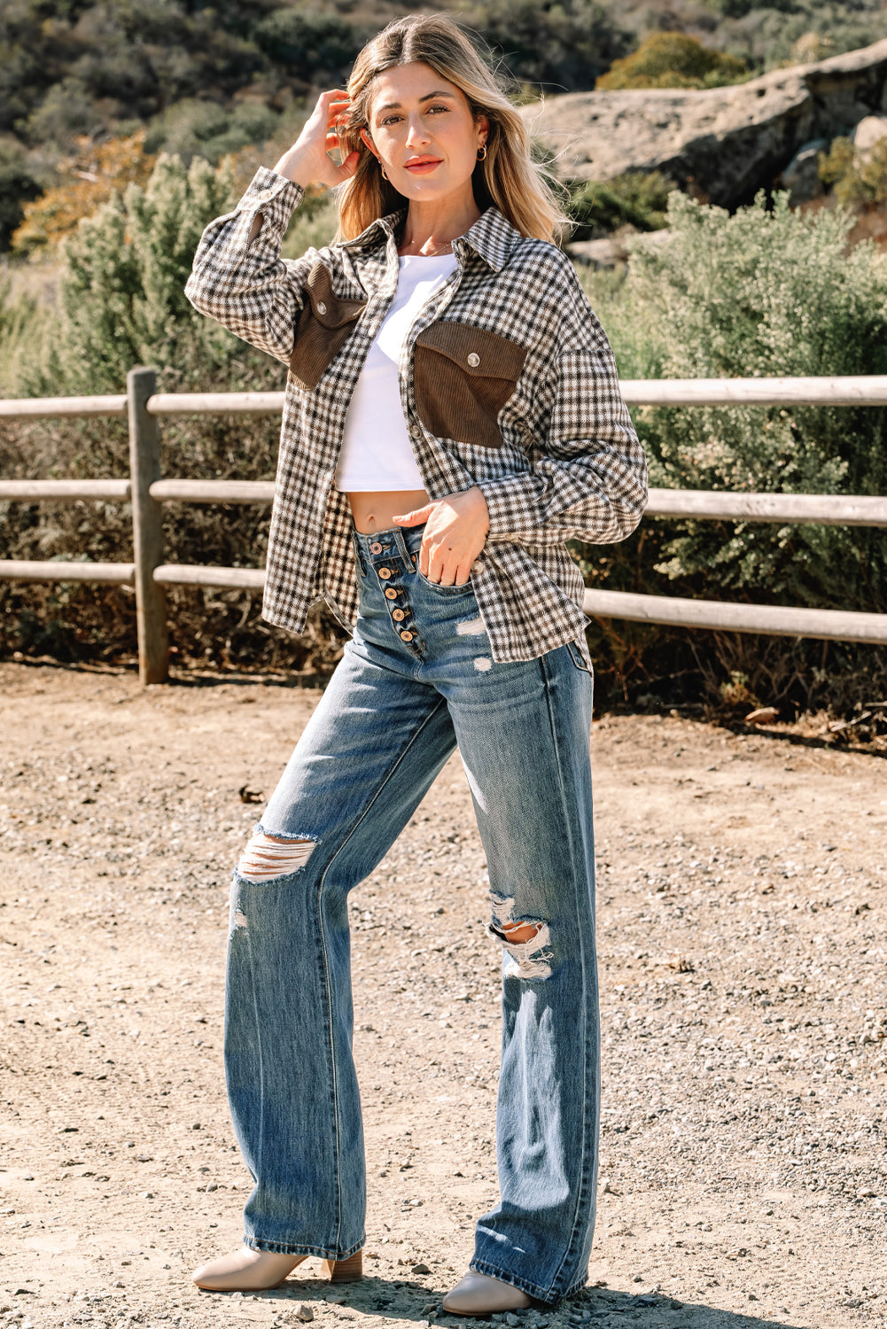 Ava Flap Patchwork Plaid Shacket