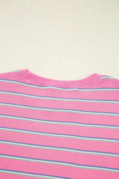 Giana Stripe Textured Knit Long Sleeve Top
