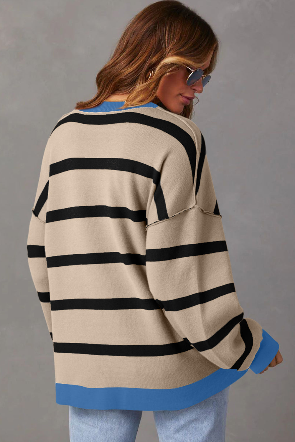Sutton Buttoned Loose Cardigan Threaded Pear