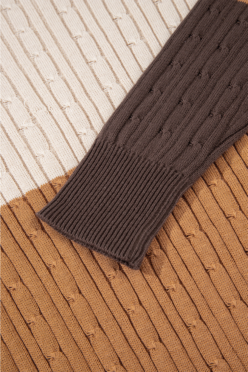 Madison Colorblock Cable Knit Sweater