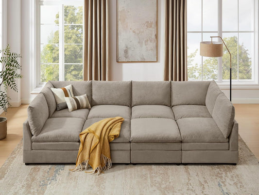 127 Inch Taupe Contemporary Modular Sectional Sofa ShipItFurniture