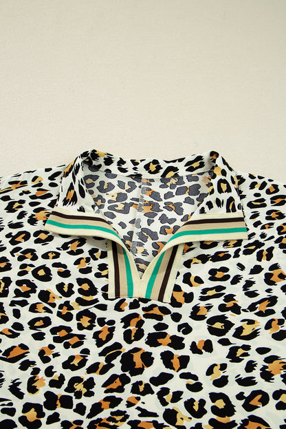 Laurel Leopard V Neck Blouse