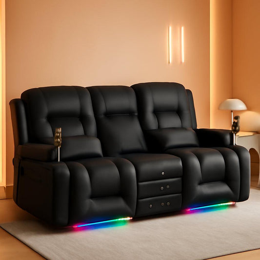 Power Reclining Loveseat With Massage And LED Lighting ShipItFurniture