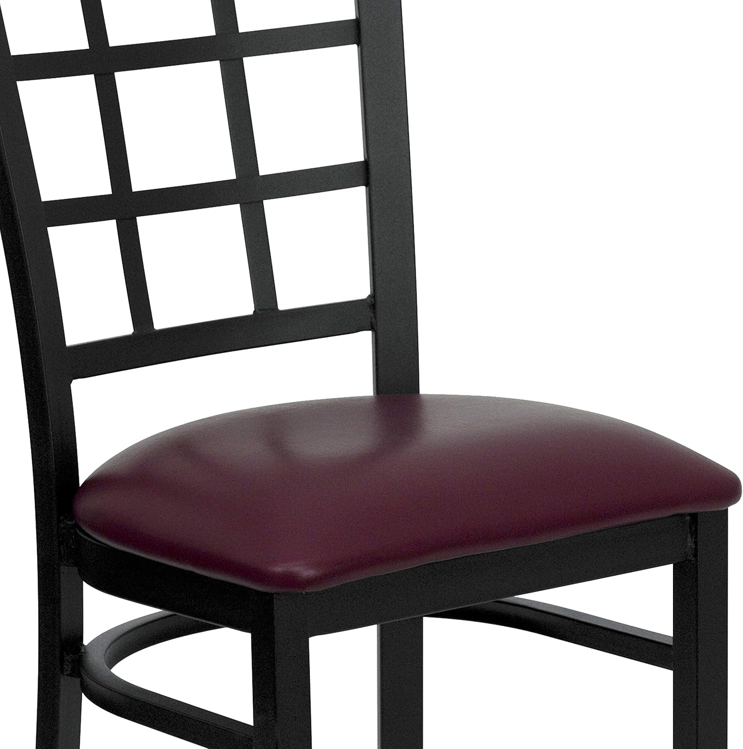 Hercules Window Back Metal Dining Chair Burgundy Vinyl Seat ShipItFurniture