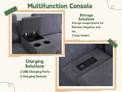 Flannel Modular Sectional Sofa With USB Ports Grey - Get it from Bo