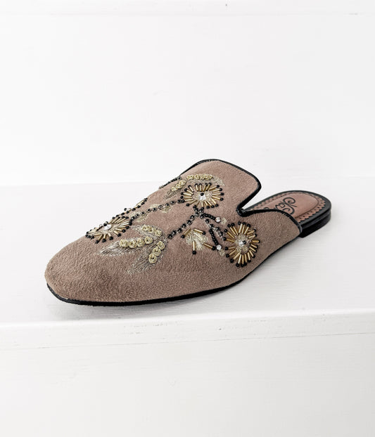 Floral Island Flats in Taupe Naughty Monkey