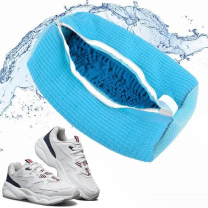 Fluffy Fiber Shoe Washing Bag 360° Surround Cleaning Reusable Durable Machine-Washable Laundry Bag with Zipper Closure (1pc) - Get it from Bo