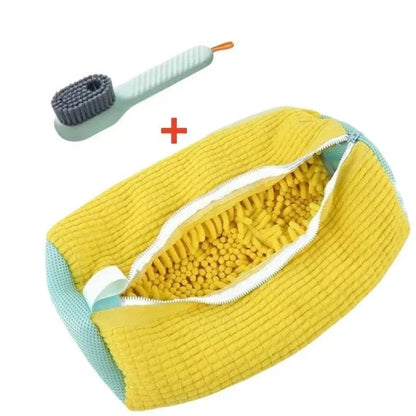 Fluffy Fiber Shoe Washing Bag 360° Surround Cleaning Reusable Durable Machine-Washable Laundry Bag with Zipper Closure (1pc) - Get it from Bo