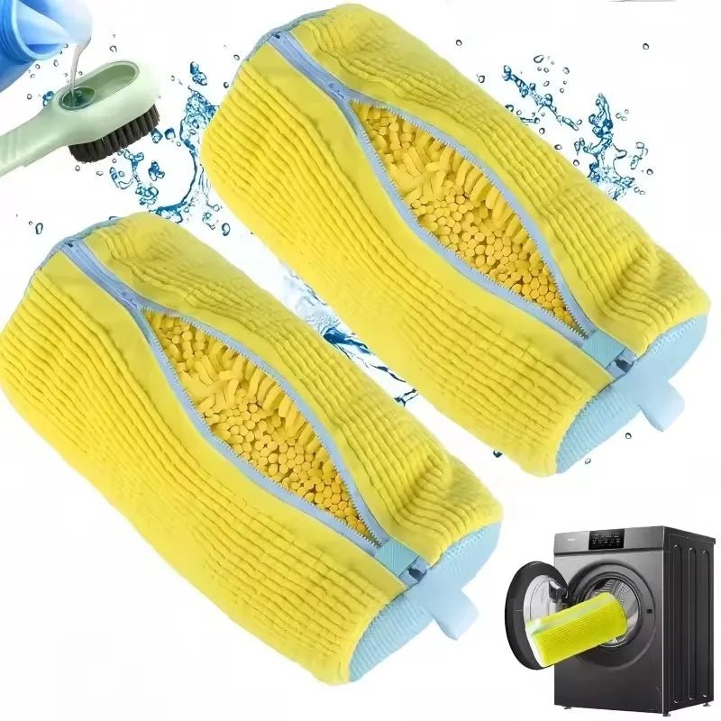 Fluffy Fiber Shoe Washing Bag 360° Surround Cleaning Reusable Durable Machine-Washable Laundry Bag with Zipper Closure (1pc) - Get it from Bo