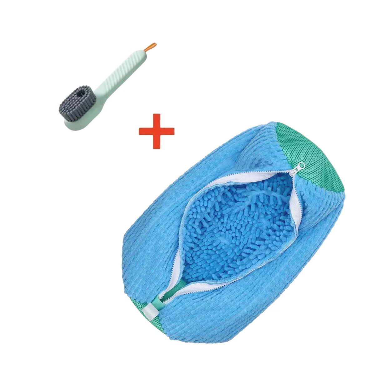 Fluffy Fiber Shoe Washing Bag 360° Surround Cleaning Reusable Durable Machine-Washable Laundry Bag with Zipper Closure (1pc) - Get it from Bo
