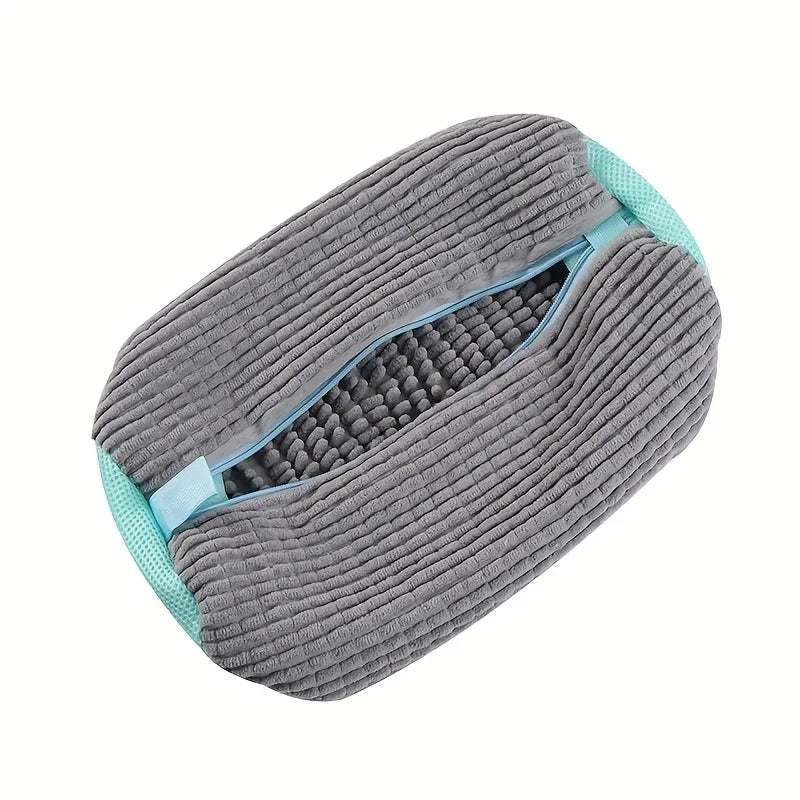 Fluffy Fiber Shoe Washing Bag 360° Surround Cleaning Reusable Durable Machine-Washable Laundry Bag with Zipper Closure (1pc) - Get it from Bo