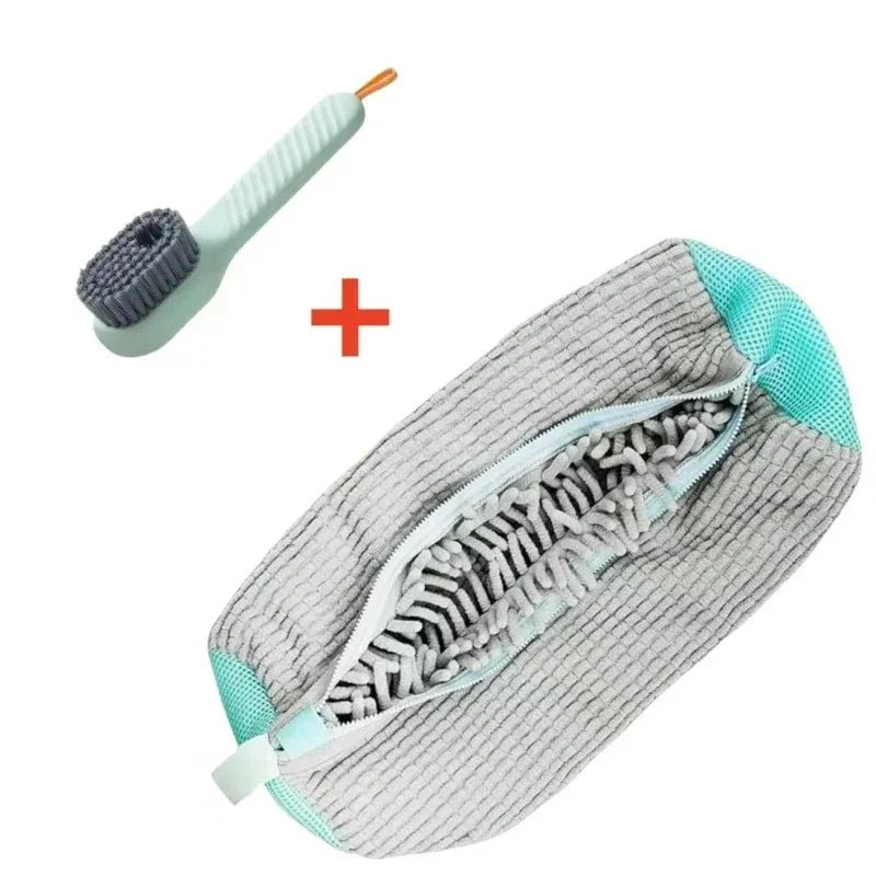Fluffy Fiber Shoe Washing Bag 360° Surround Cleaning Reusable Durable Machine-Washable Laundry Bag with Zipper Closure (1pc) - Get it from Bo
