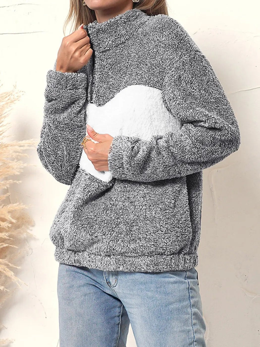 Fluffy Two Tone Quarter Zip - Get it from Bo