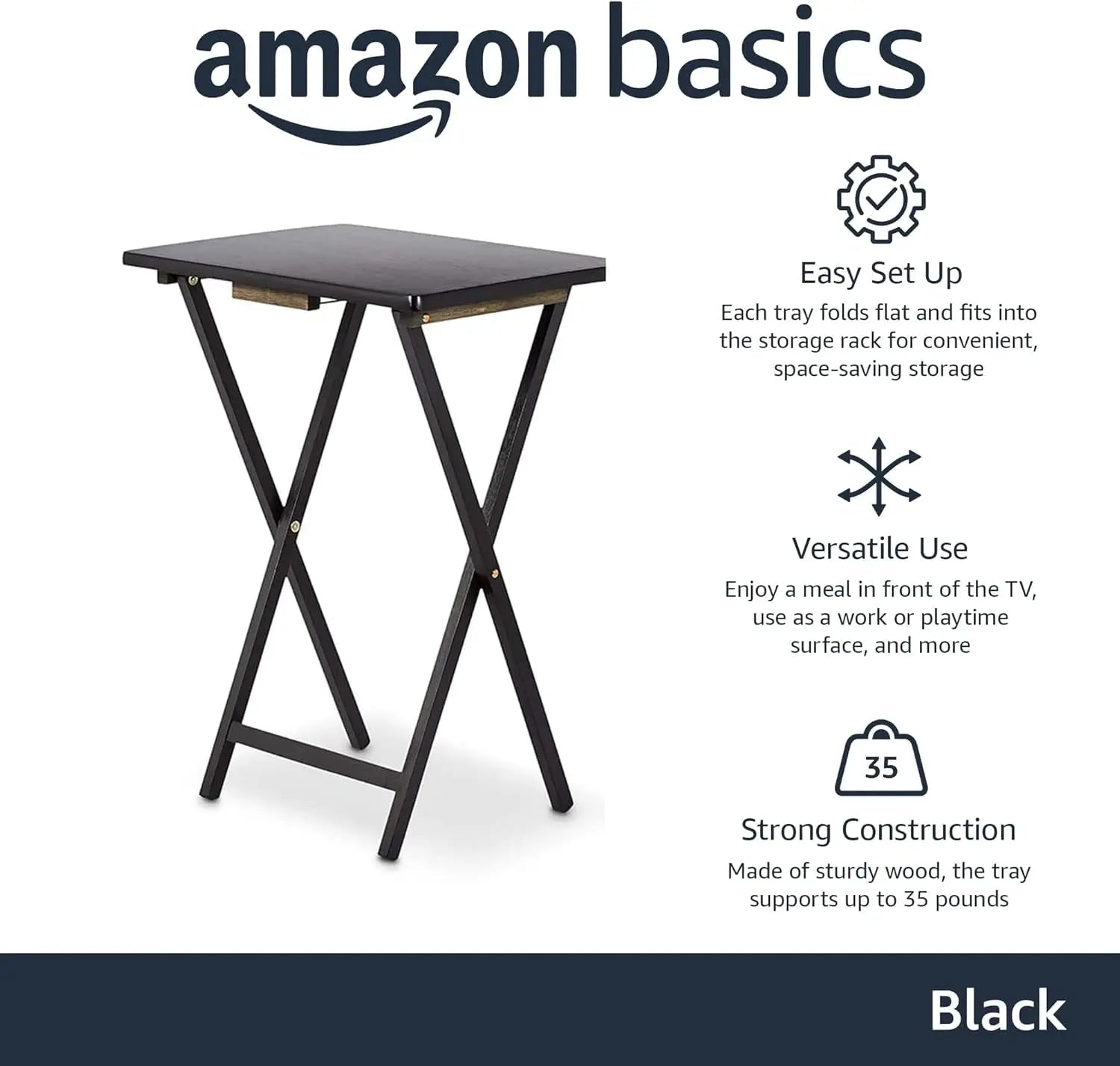 Foldable TV Dinner Tray Tables 4 Pack Black 15x19x26 - Get it from Bo