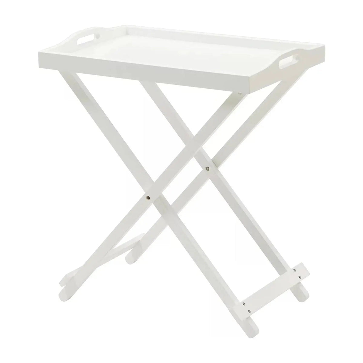 Folding TV Tray Bedside Table in White Wood Finish - Get it from Bo