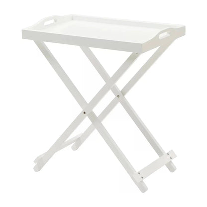 Folding TV Tray Bedside Table in White Wood Finish - Get it from Bo