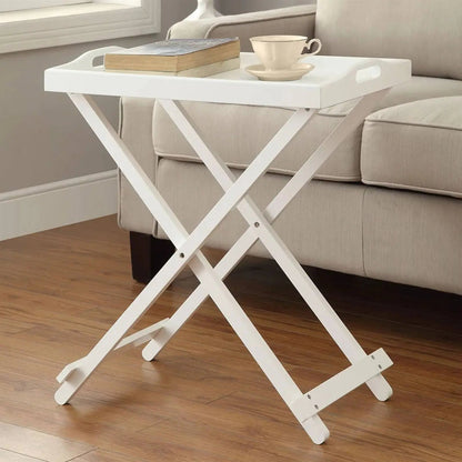 Folding TV Tray Bedside Table in White Wood Finish - Get it from Bo