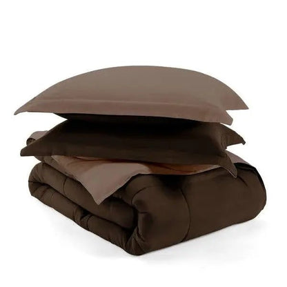 Full/Queen 3-Piece Microfiber Reversible Comforter Set in Taupe Brown - Get it from Bo