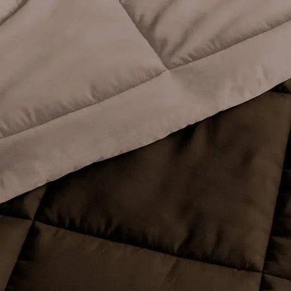 Full/Queen 3-Piece Microfiber Reversible Comforter Set in Taupe Brown - Get it from Bo