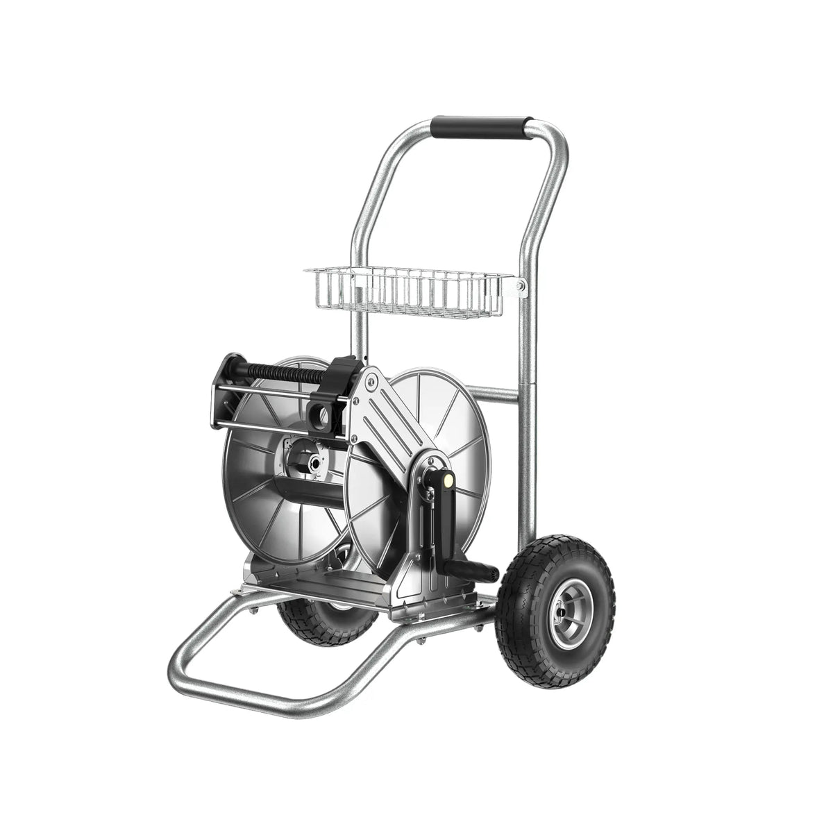 Garden Hose Reel Cart-2 Wheels-Stainless Steel-Heavy Duty - Get it from Bo