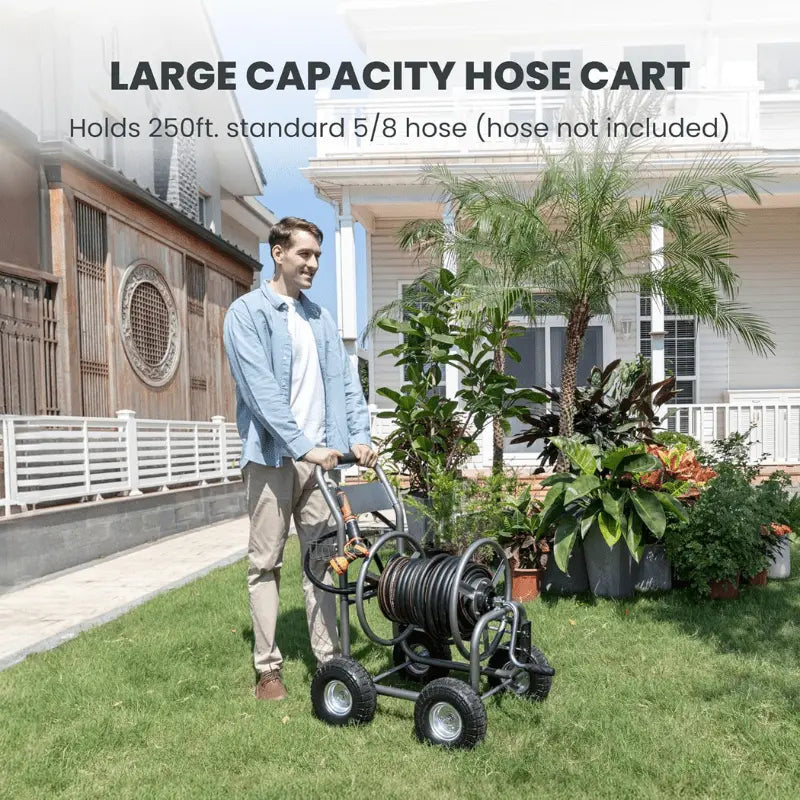 Garden Hose Reel Cart-4 Wheels-Heavy Duty - Get it from Bo