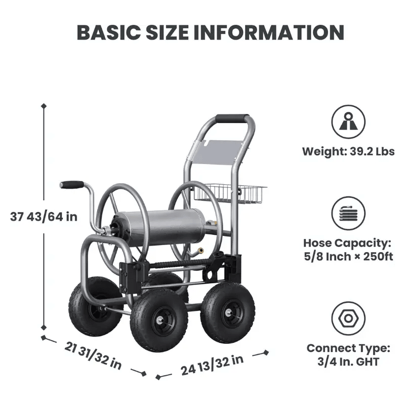 Garden Hose Reel Cart-4 Wheels-Heavy Duty - Get it from Bo