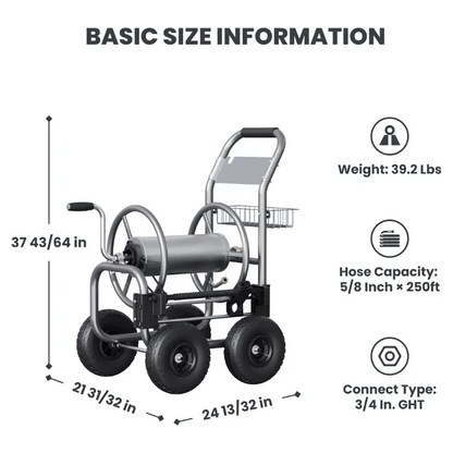 Garden Hose Reel Cart-4 Wheels-Heavy Duty - Get it from Bo