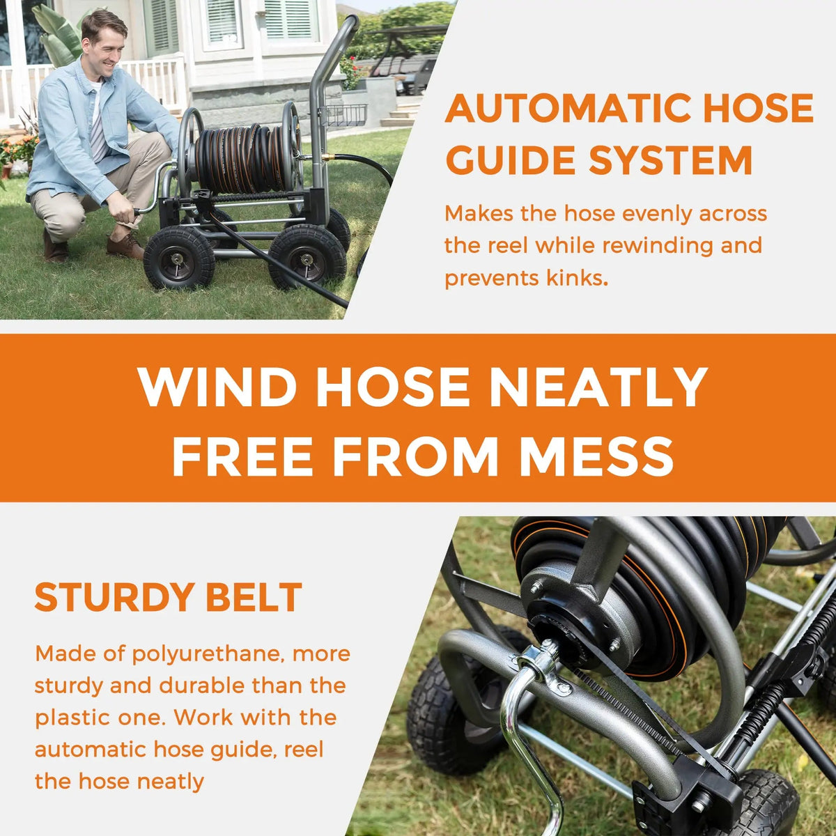 Garden Hose Reel Cart-4 Wheels-Heavy Duty - Get it from Bo