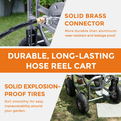 Garden Hose Reel Cart-4 Wheels-Heavy Duty