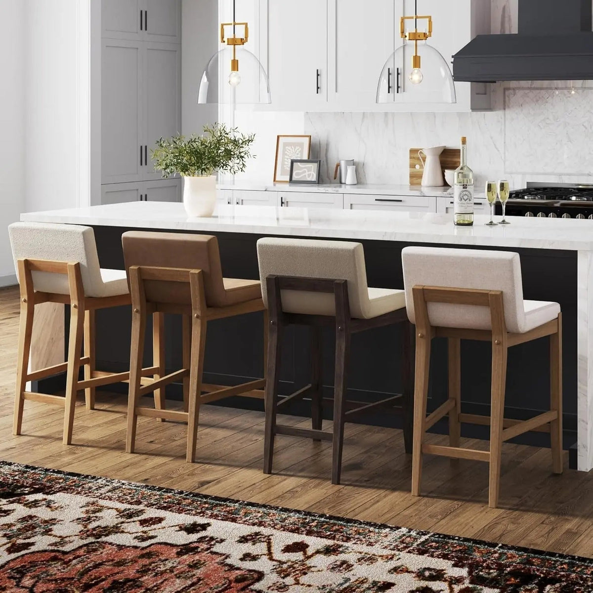 Gracie Modern Counter Height Bar Stool Cream Boucle - Get it from Bo