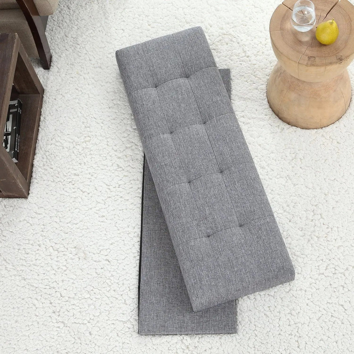 Gray 45 Inch Storage Ottoman Bench Durable Upholstery - Get it from Bo