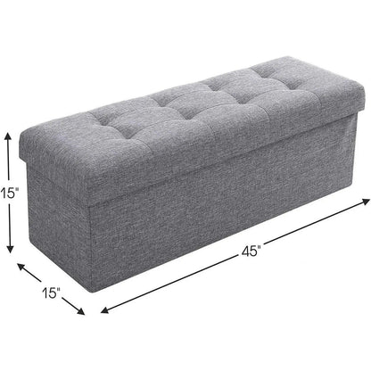 Gray 45 Inch Storage Ottoman Bench Durable Upholstery - Get it from Bo