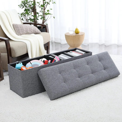Gray 45 Inch Storage Ottoman Bench Durable Upholstery - Get it from Bo