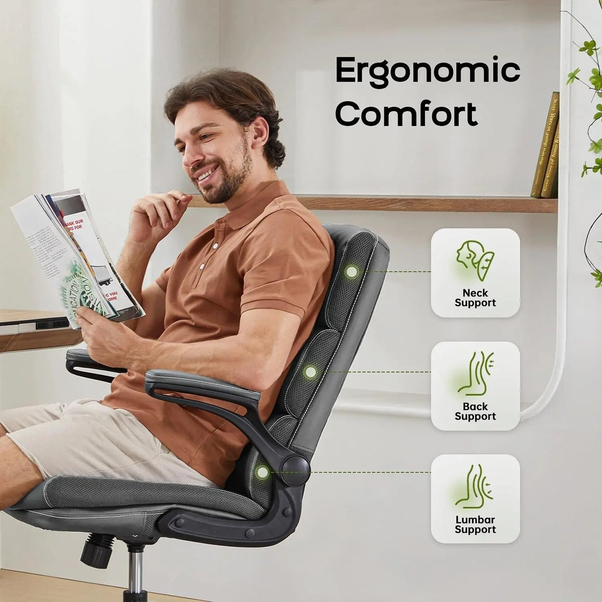 Gray Ergonomic Office Chair With Adjustable Height - Get it from Bo