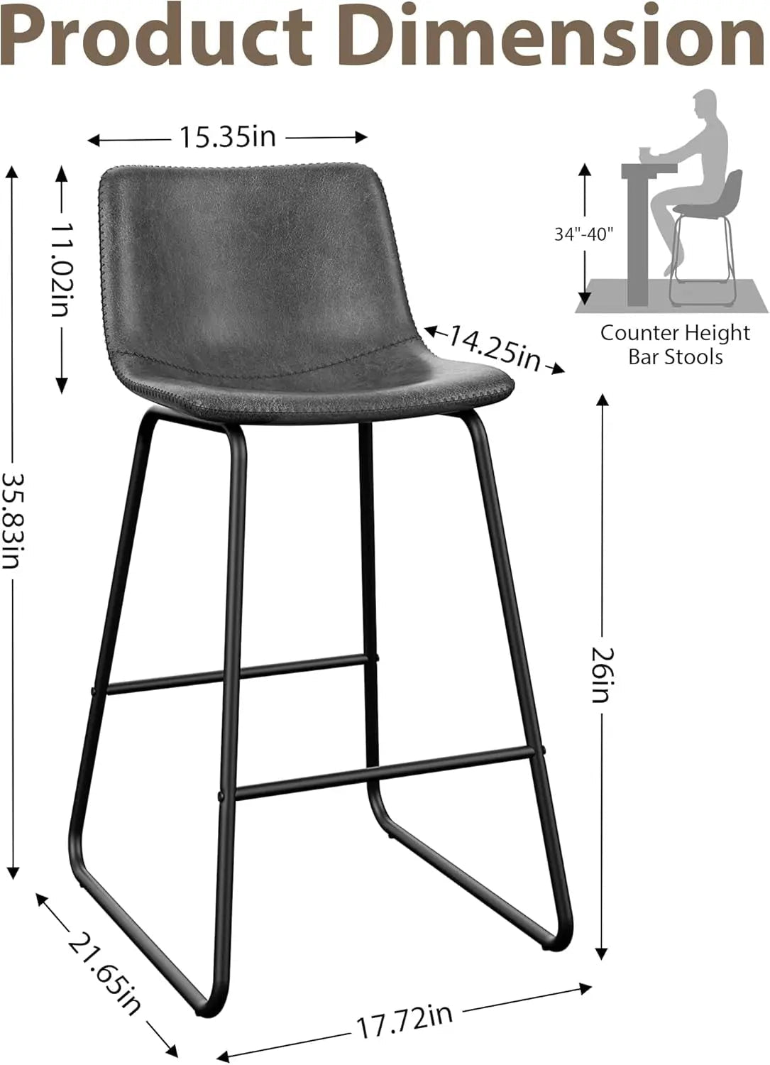 Gray Faux Leather Bar Stools Set Of 3 26 Inch Counter - Get it from Bo
