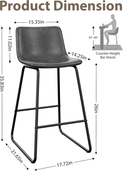 Gray Faux Leather Bar Stools Set Of 3 26 Inch Counter - Get it from Bo