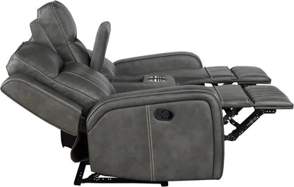 Gray Faux Leather Reclining Loveseat With Manual Recline - Get it from Bo