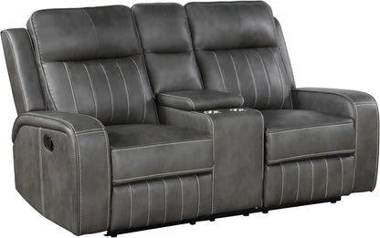 Gray Faux Leather Reclining Loveseat With Manual Recline - Get it from Bo