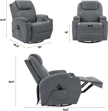 Gray Massaging Recliner With Cupholders Extendable Footrest - Get it from Bo