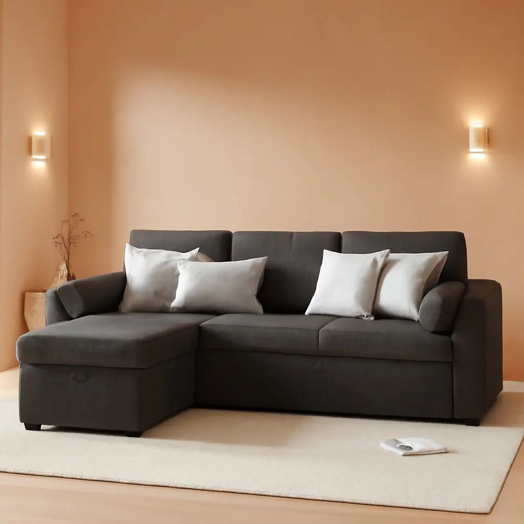 Gray Sectional Sleeper Sofa With Storage Chaise Bed - Get it from Bo