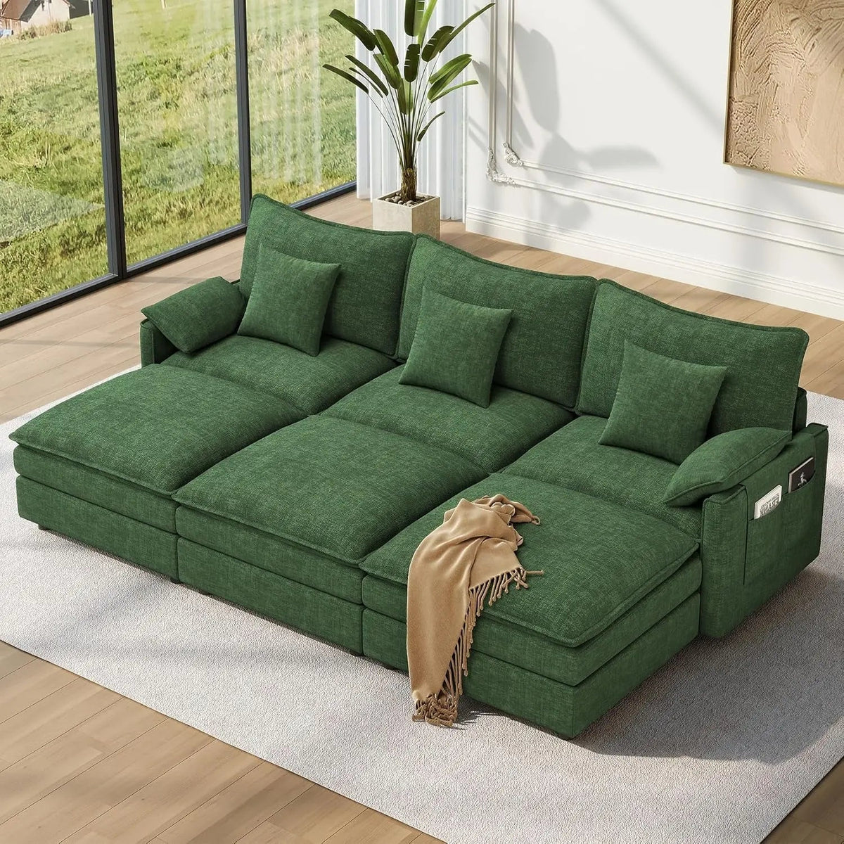 Green 108 Inch DeluxePlus Cloud Sleeper Sectional Sofa - Get it from Bo