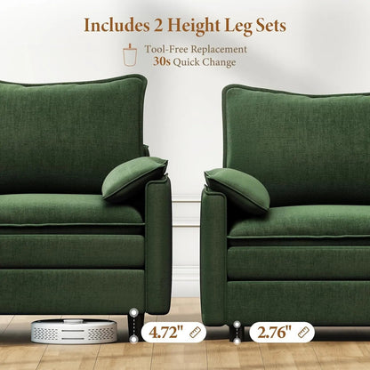 Green 108 Inch DeluxePlus Cloud Sleeper Sectional Sofa - Get it from Bo