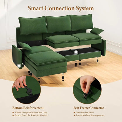 Green 108 Inch DeluxePlus Cloud Sleeper Sectional Sofa - Get it from Bo