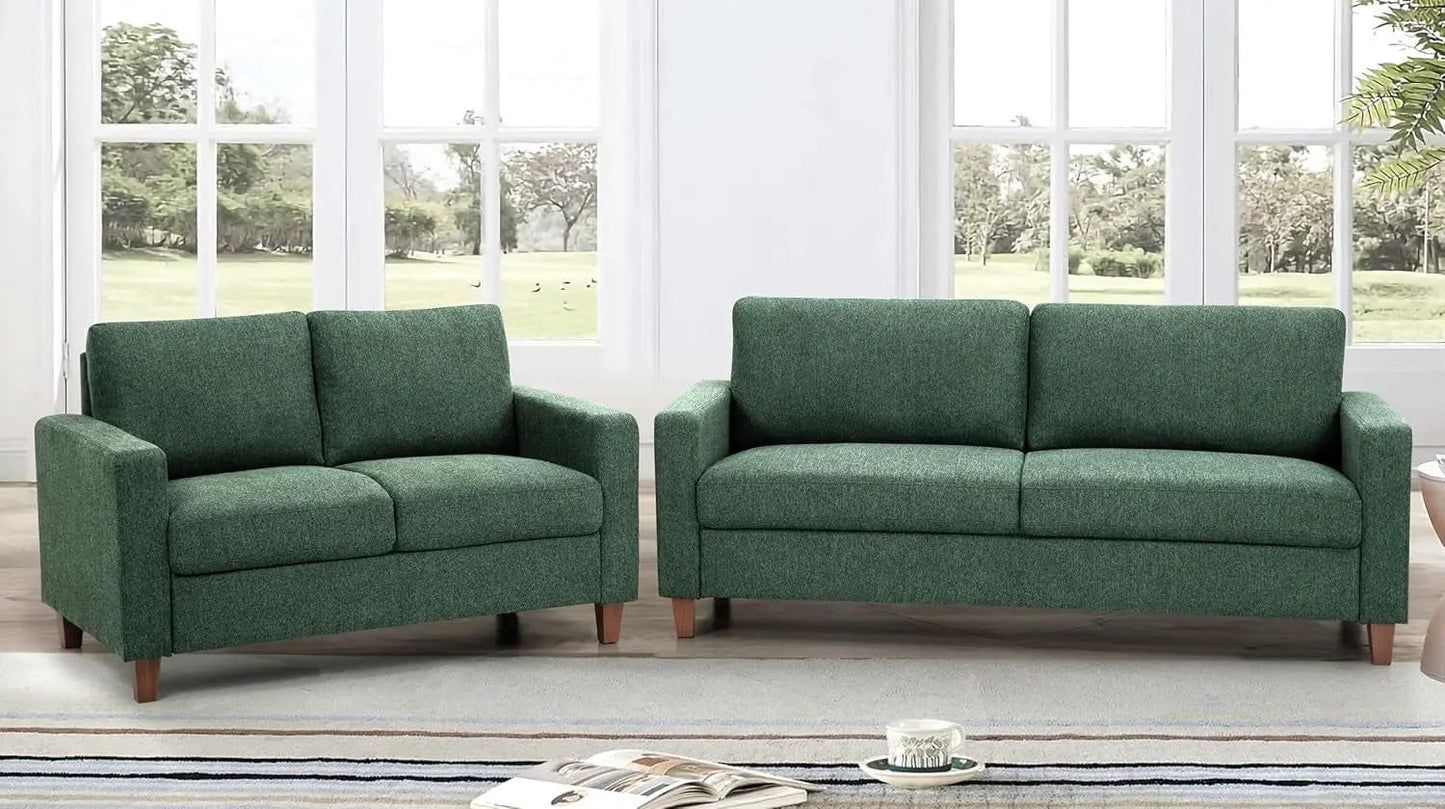 Green Mid Century Modern Couch and Loveseat Set for Small Spaces - Get it from Bo